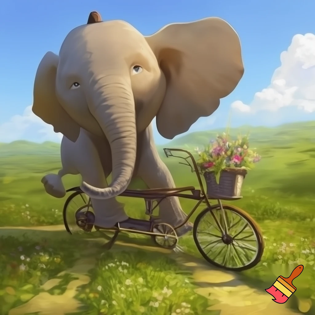 I want an image of elephant cycling