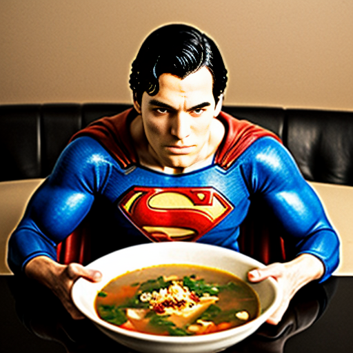 superman eating soup
