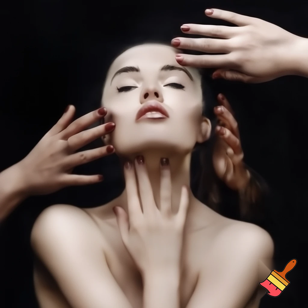 naked woman with hands up