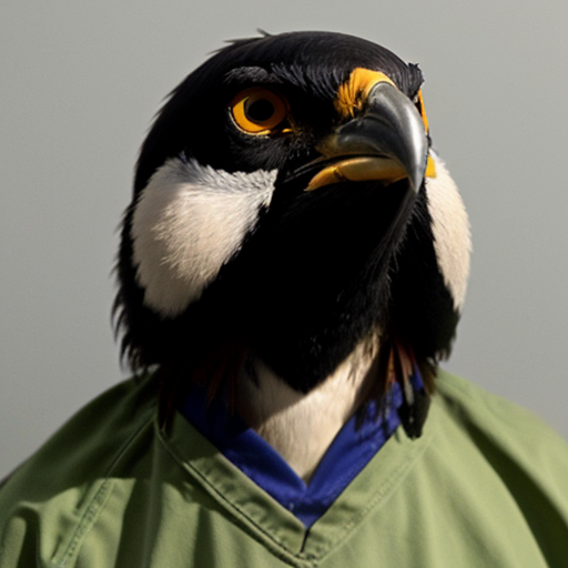 generate a image of a indian myna in a mugshot looking fierce, sinister, evil and deadly prison outfit