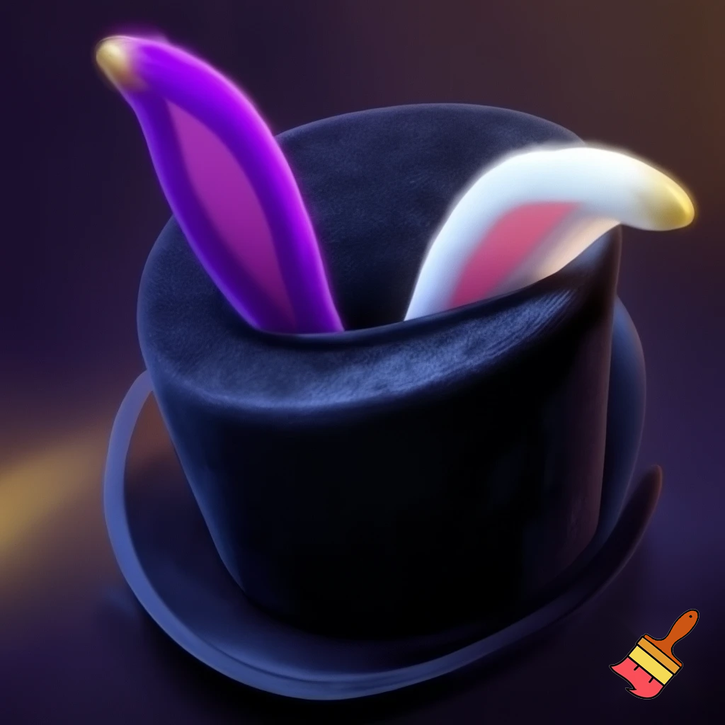 Old top hat velvet dark black golden purple white and purple bunny ears