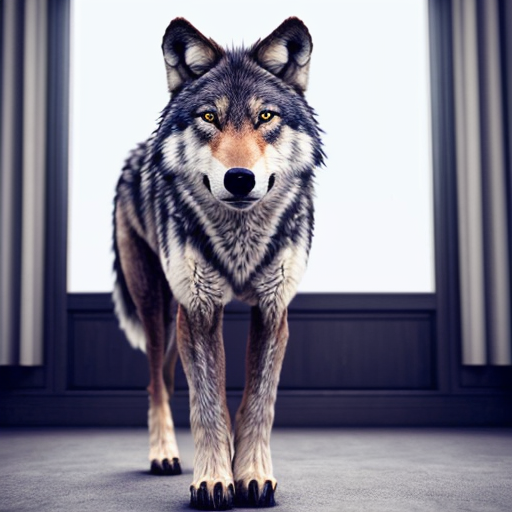 Wolf on four legs with cute cloths female