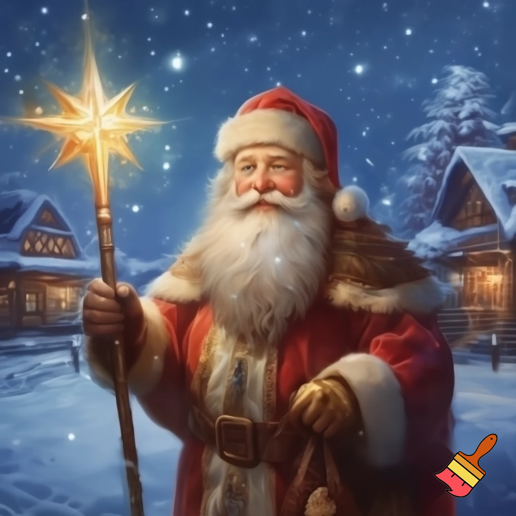 Santa Claus Russian with a star walking stick