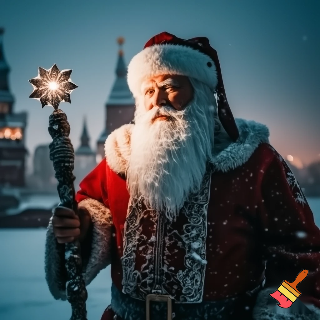 Santa Claus, Russia walking stick with the start the real Santa Claus
A star