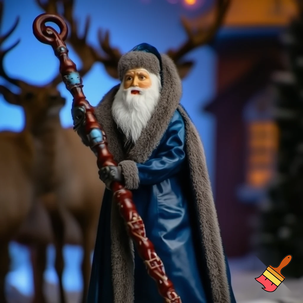 Russian Santa Claus walking stick with with t reindeers magic walking stick a plastic plastic Russian Santa Claus walking stick magic walking stick magic or stick