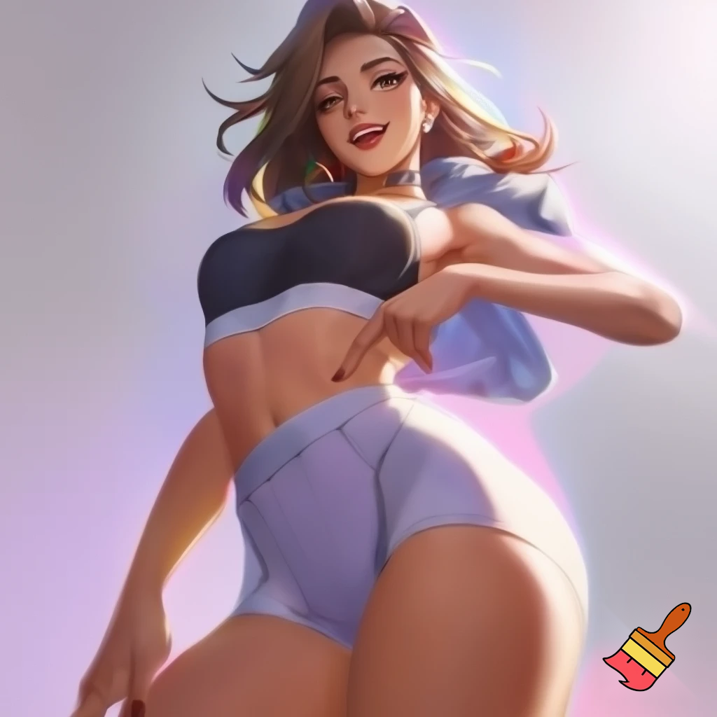 Anime girl 20 years old so cool and cute with cool underwear clothes