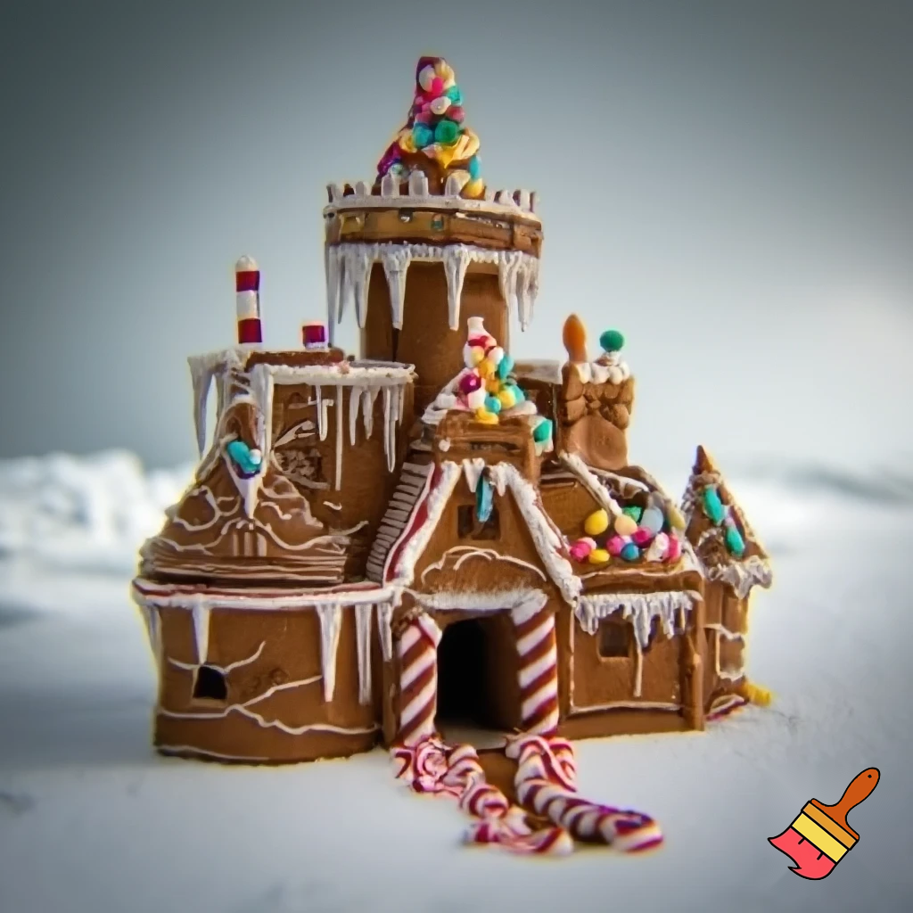A gingerbread house castle