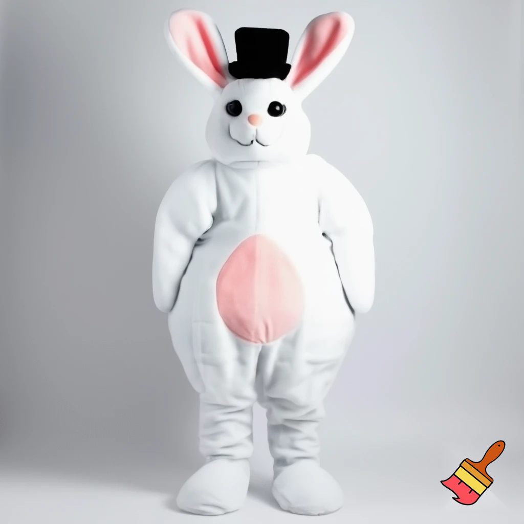  Mascot costume Easter bunny costume top hat pink and white