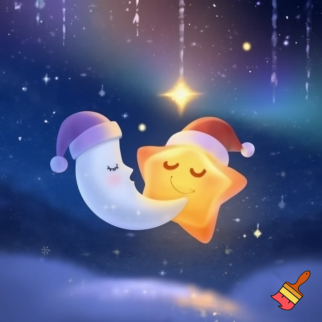 Star and the moon christmas cartoon