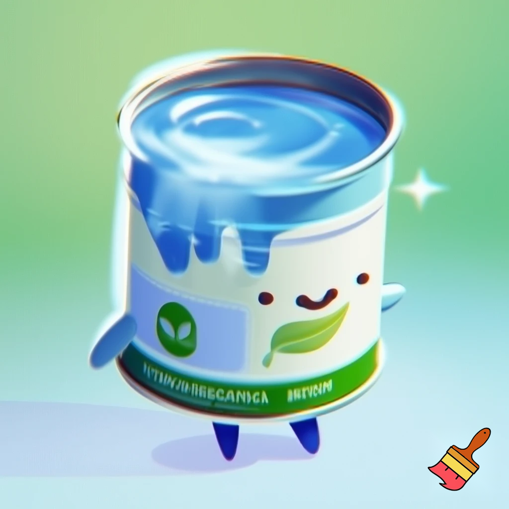 make a water based paint can cartoon character....it should be obvious that the paint can is a paint can but with water based paint (environemntally friendly)
