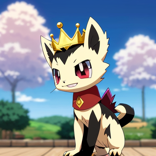 bipedal, black, cat/weasel-like Dark/Ice-type Pokémon characterized by its sharp claws, red feathery crests, and a yellow forehead gem. Standing 3'07" tall, it features a red collar-like crown, two tail feathers, and red, almond-shaped eyes with dark lashes. pokemon