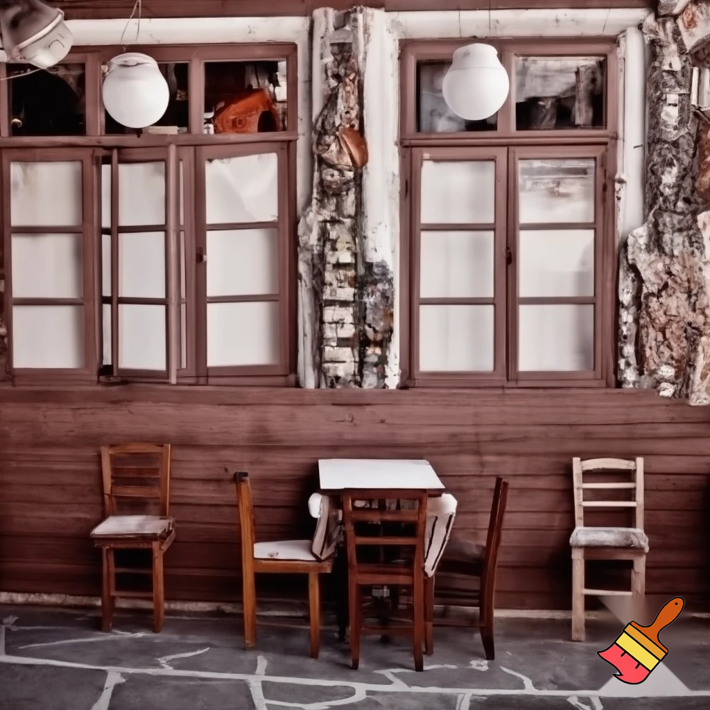 The wall of a restaurant in Greece