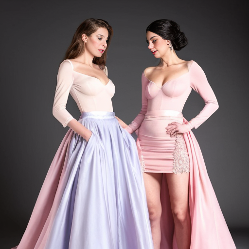 cinderella in a pink gown, having her dress ripped apart by two elegant women in untouched gowns. full body view. The two elegant women are enviously tearing pieces of the pink gown off. The bodice of the pink gown has a large tear, a sleeve is missing, and there are multiple significantly large tears in the skirt. Both jelouse women are currently ripping a piece of the skirt off.