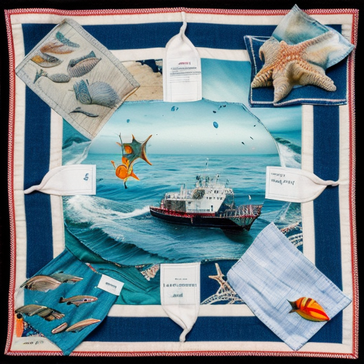 fazzoletto con immagini di oggetti mare
