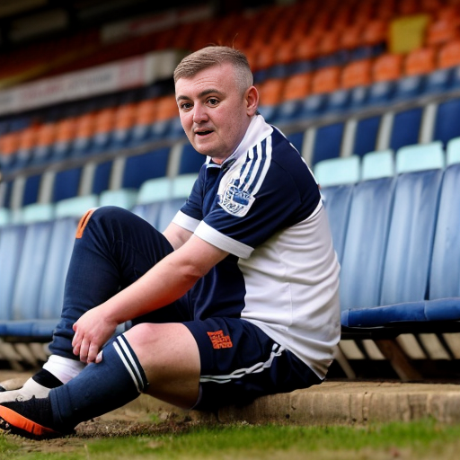 a luton town supporter is sitting in luton sadly
