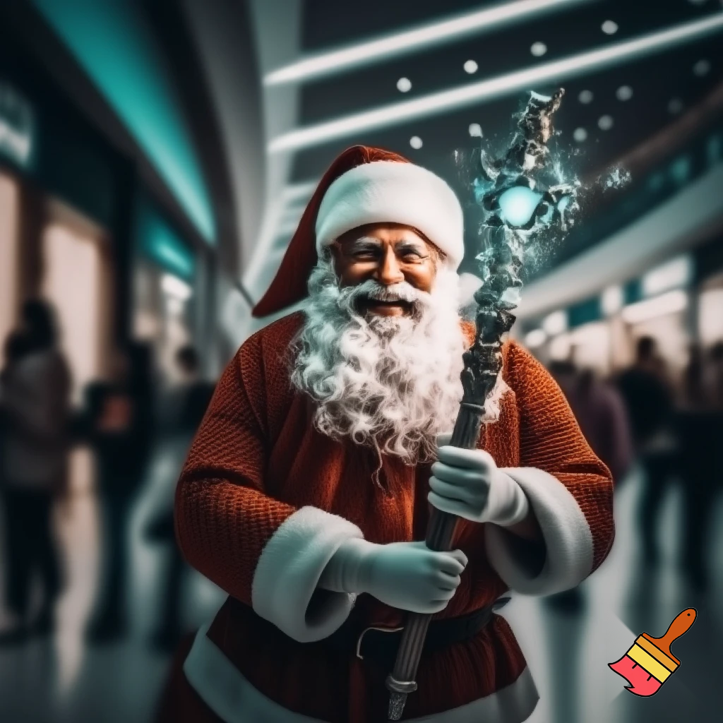 Santa Claus magic walking stick staff Russia shopping Centre Australia shopping immune in a star