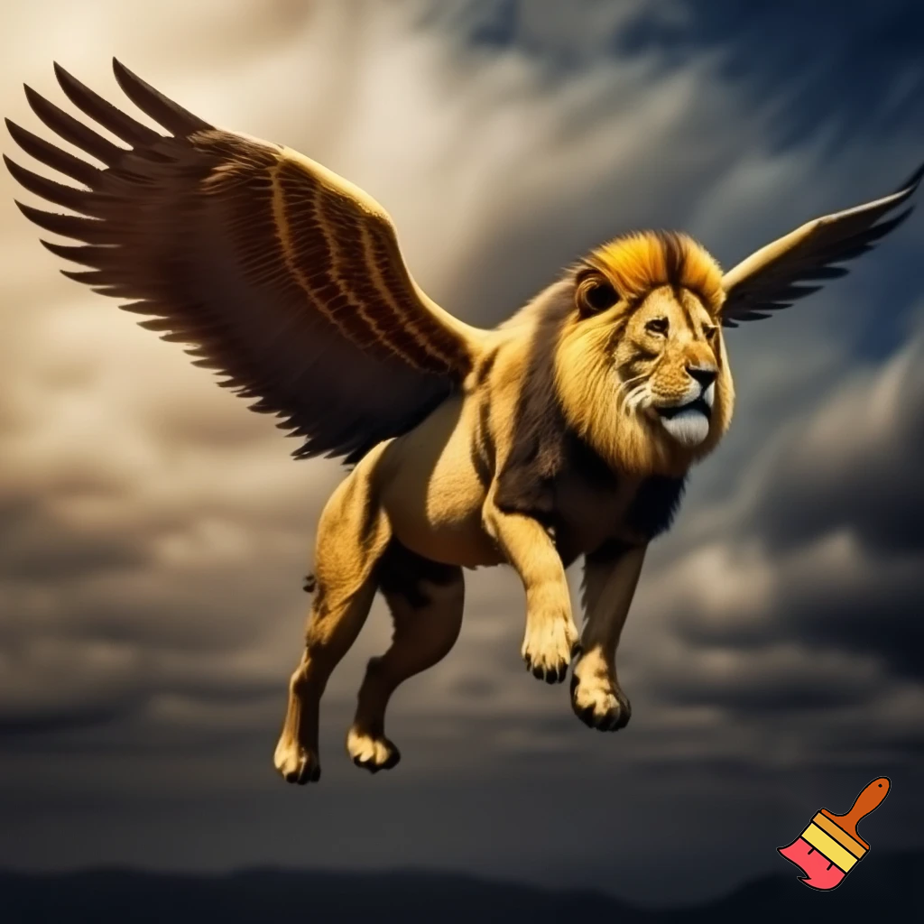 create an image of a flying lion craion.