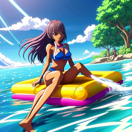 2d image of an African American girl on a raft