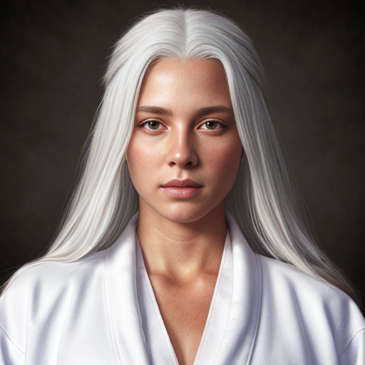 beautiful white-haired angel in white robes