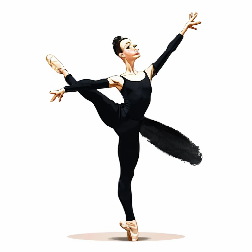 Ballettänzer mit langer Leggins als minimalistische karikaturhafte Zeichnung wie mit dickem schwarzem Filzstift auf weißem Hintergrund