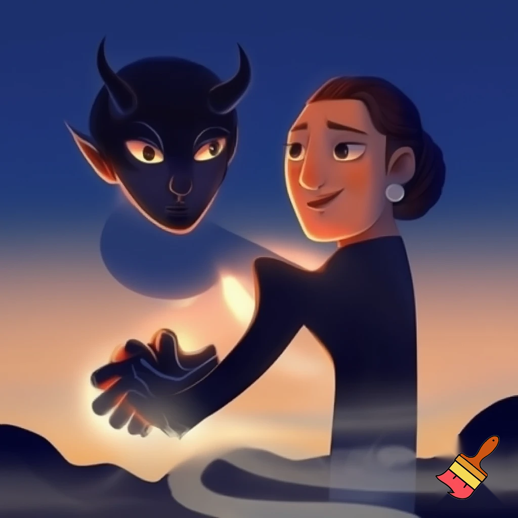 claudia sheinbaum holding hands with the devil and smiling, 