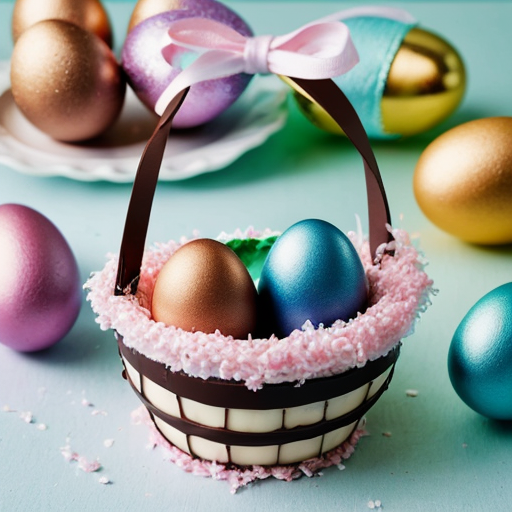 Easter egg basket, chocolate Easter egg basket Easter bunnies, chocolate