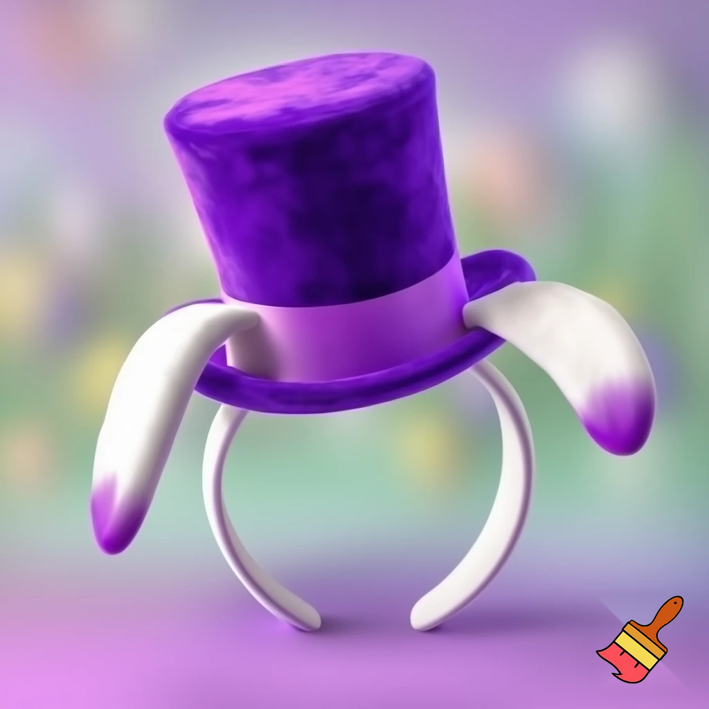 Easter bunny headband, top hat, Easter hat headband, top hat, purple and white, purple and white velvet top hat