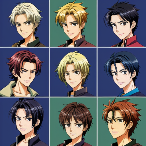  individual head shots of  the different main characters from the book the outsiders.
