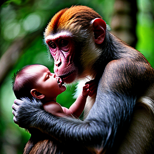 monkey eating a baby 
