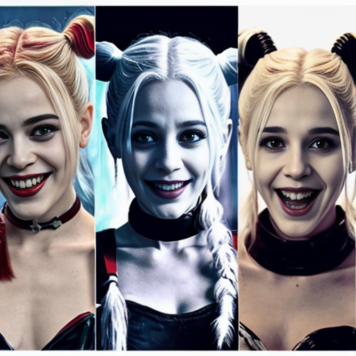 Killer frost crystal frost short white hair blue eyes marrying Harley Quinn blonde hair two pigtails blue eyes 