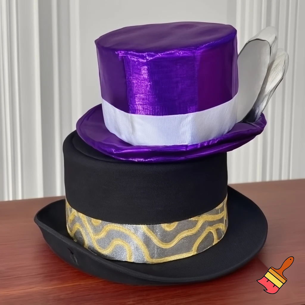 Easter bunny top hat headband, purple and white gold and silver top hat black purple dark purple special hat in delicate purple white, purple and white gold golden silver patterns Easter top hat
