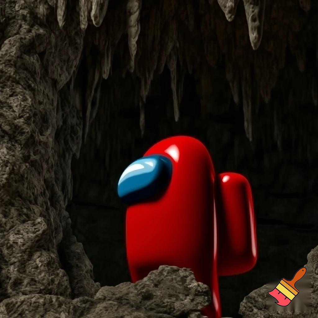 stereogram of a cave that is also a crewmate from among us