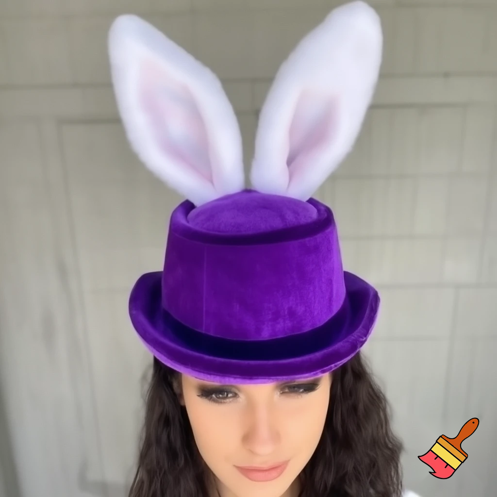 Easter bunny headband, top hat, Easter hat headband, top hat, purple and white, purple and white velvet top hat