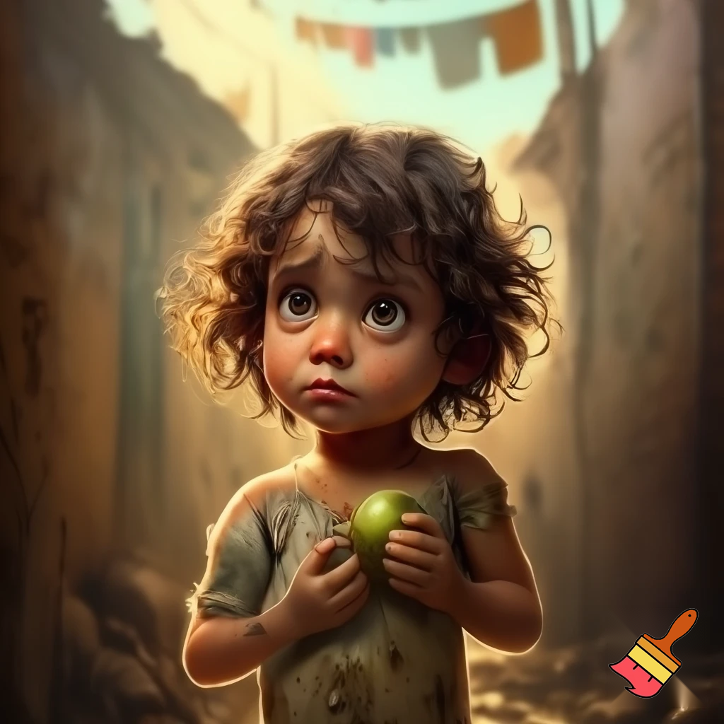 brazilian por kid with dirty klothers make the kid hungry
