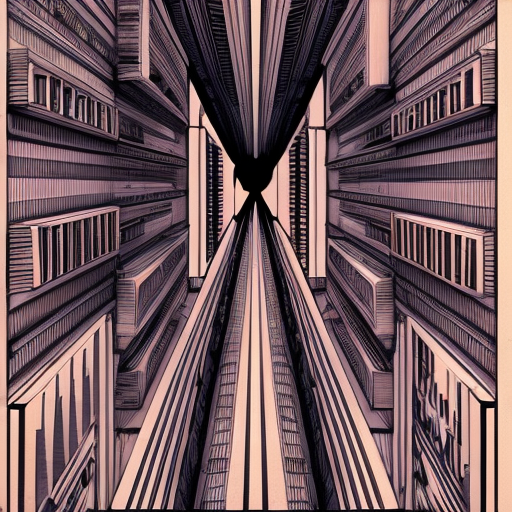 City inspired in the german expressionism architecture, exagerated forms and lines. Dasrk tone