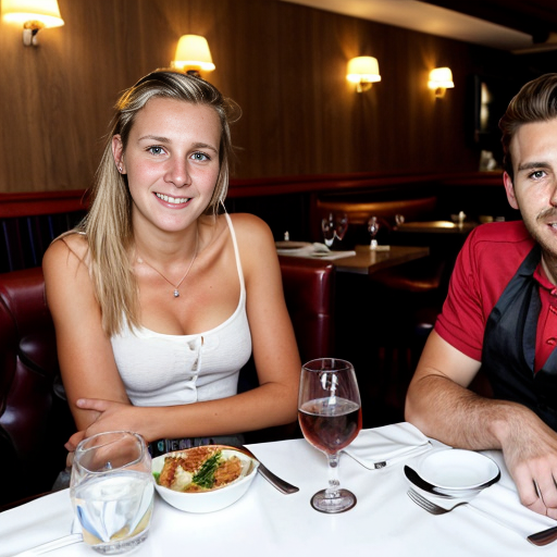 Goretzka and Vanessa at the restaurant 
