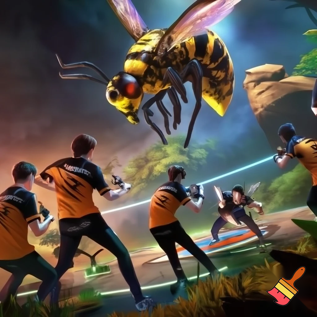 esports team fnatic fighting a big bee
