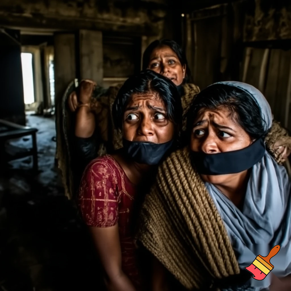 Indian women tap gagged