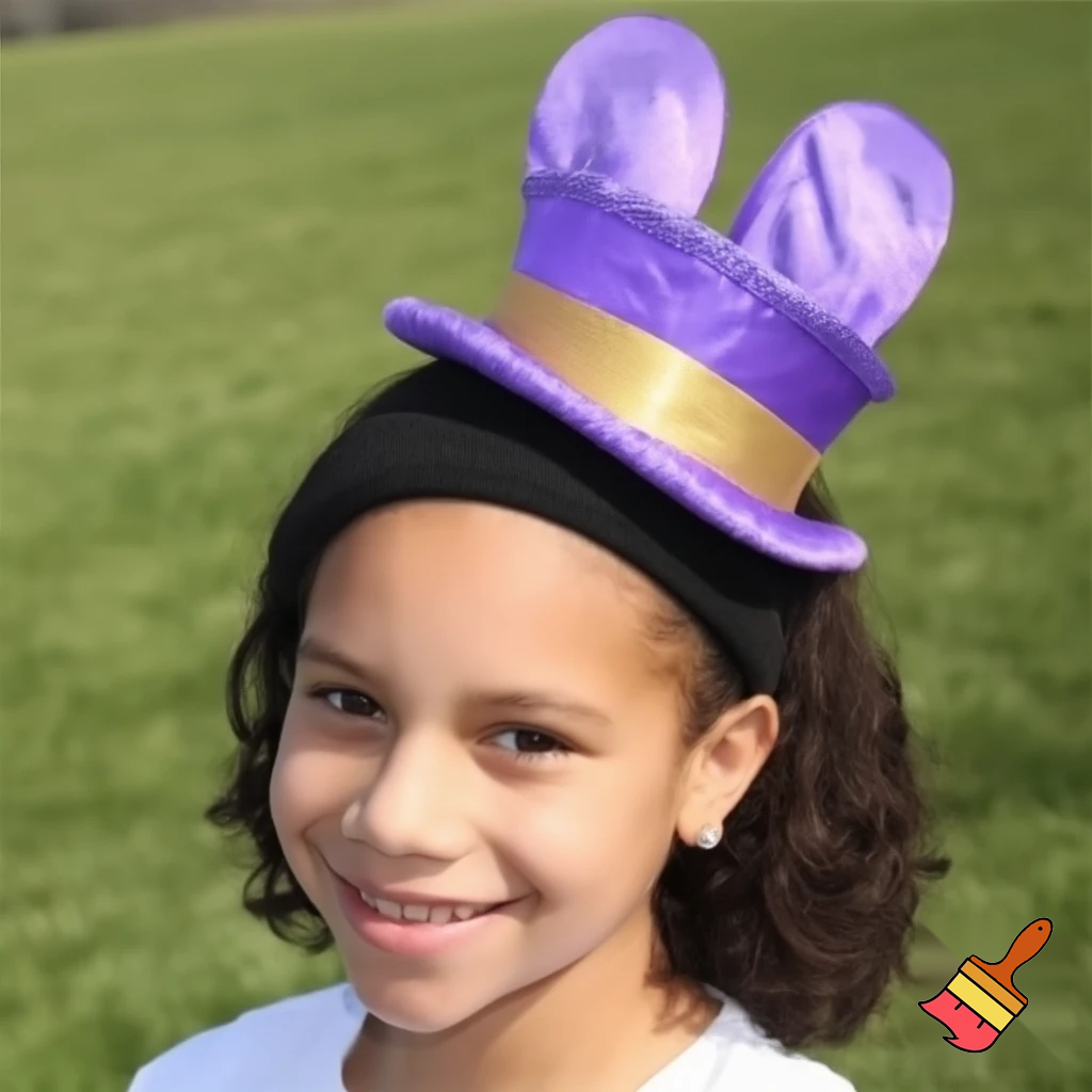 Easter bunny top hat, Easter balcony headband, purple and gold headband top hat