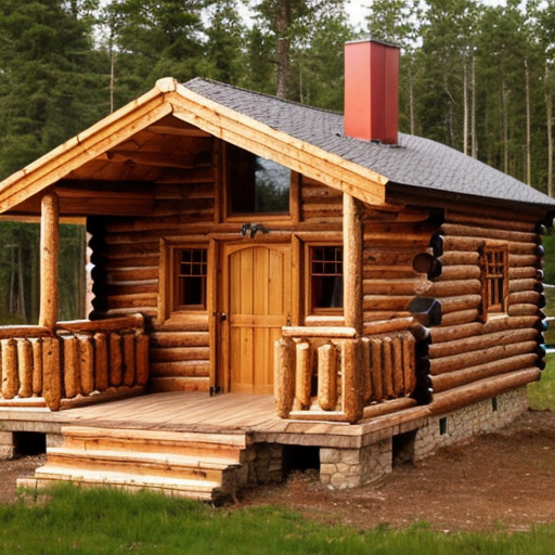 a cabin but made with bricks instead of wood with a row of smokestacks on top  with a vault door instead of a regular door