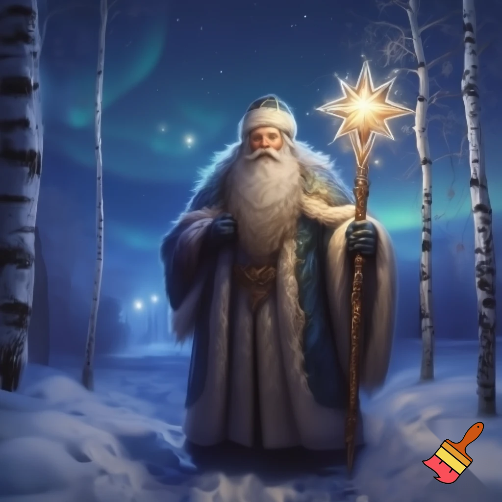 Russian Santa Claus book stick star walking stick