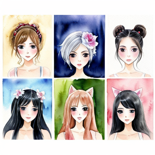 Four girls anime style 
