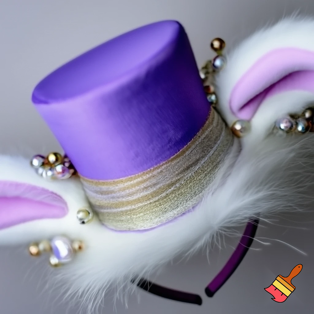 Easter bunny top hat headband, purple and white gold and silver top hat black purple dark purple special hat in delicate purple white, purple and white gold