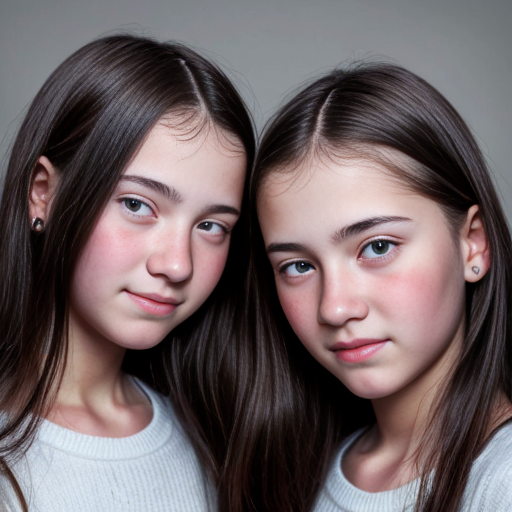 Generate a family photo of 16 year old triplet girls with black hair make sure they have black hair
