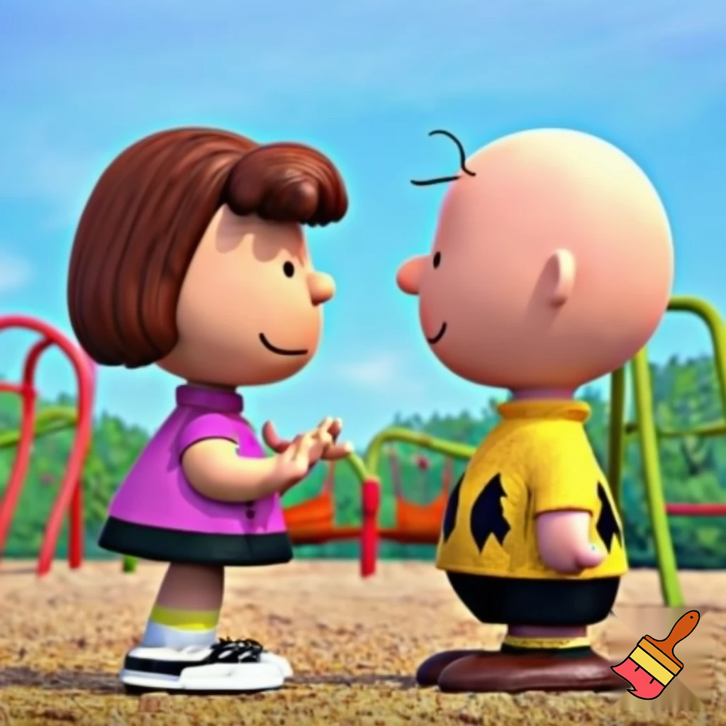 Charlie Brown with Peppermint Patty. They are in the playground and Charlie Brown is fucking Peppermint Patty.