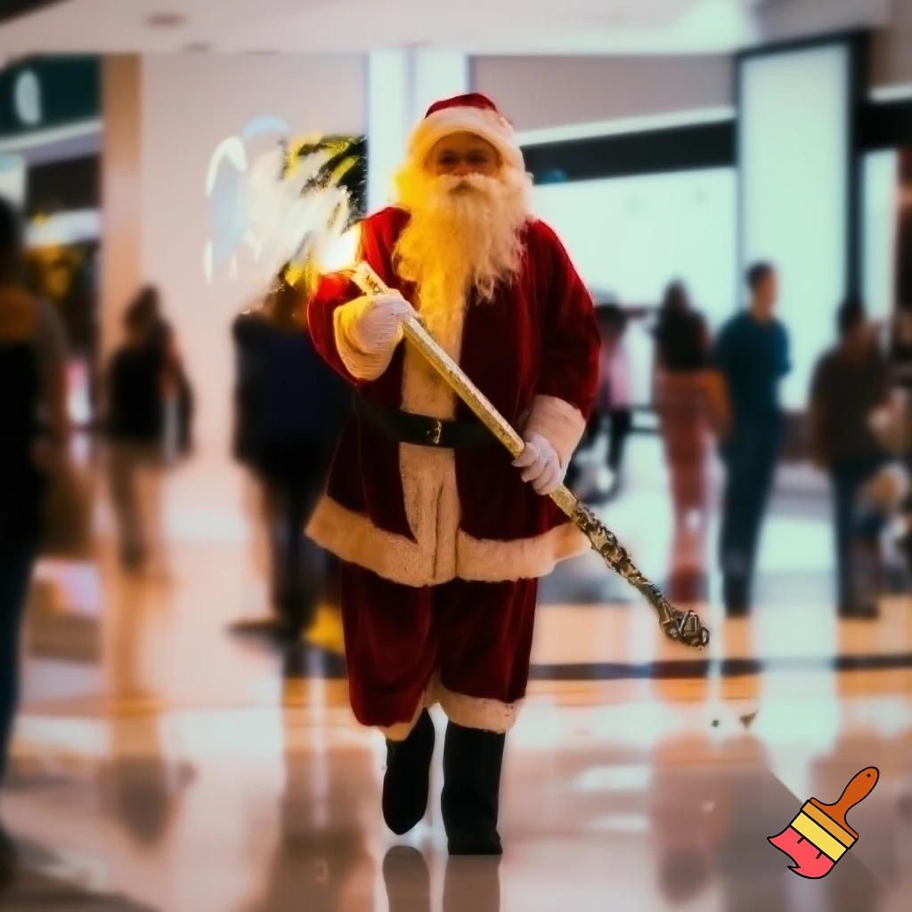 Santa Claus magic walking stick staff Russia shopping Centre Australia shopping immune in a star