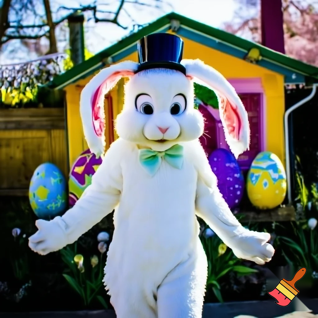 Easter bunny mascot costume top hat Easter only sells house