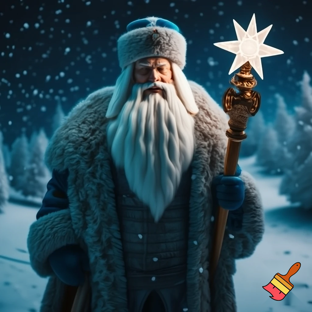 Russian Santa Claus magic one staff walking stick with a star real Santa Claus, Santa Claus