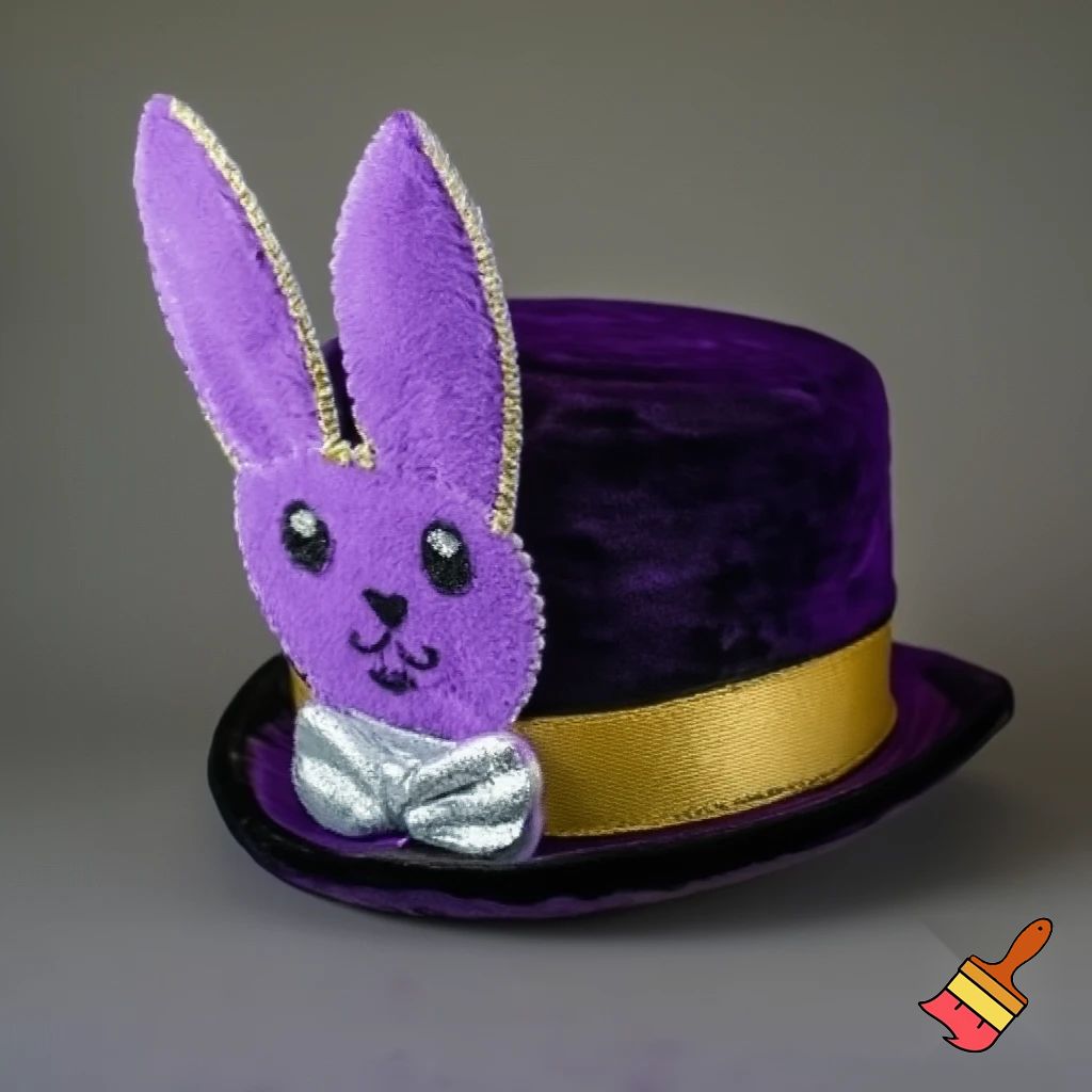 Easter bunny top hat headband, purple and white gold and silver top hat black purple dark purple