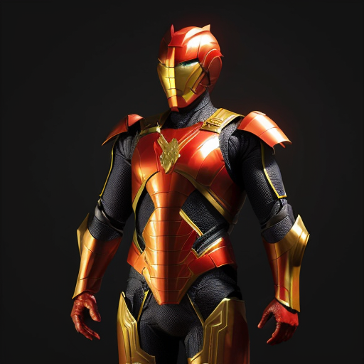 A Southeast Asian male superhero with advanced dragon armor suit, inspired by high-tech exoskeleton, glowing red and gold energy core, dragon scale plating, sleek helmet design, standing confidently, cinematic lighting, realistic face, ultra detailed armor, 8k, superhero movie poster style
